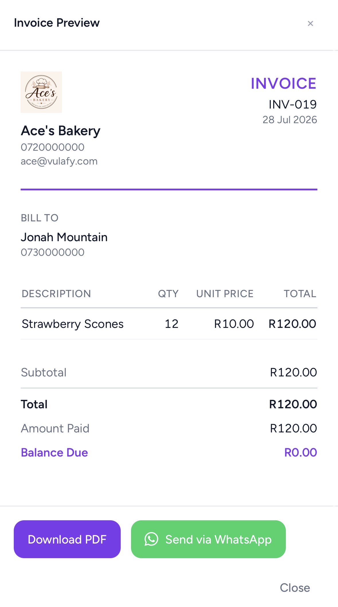 Invoice Generation